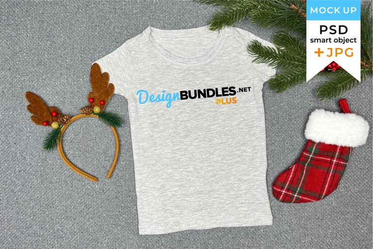 Gray tshirt mockup Christmas | Christmas t-shirt mockup