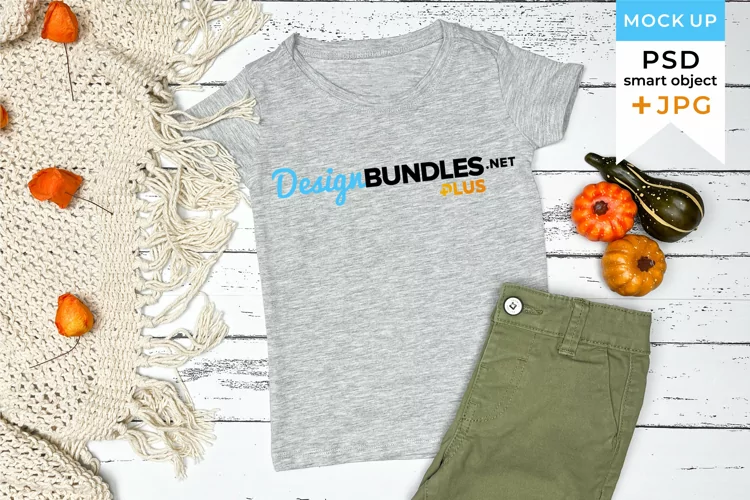 Gray t-shirt mockup Fall | Thanksgiving kids shirt mockup