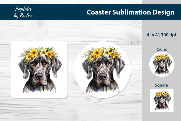 Great Dane Coaster Sublimation, Dog Breed Keychain