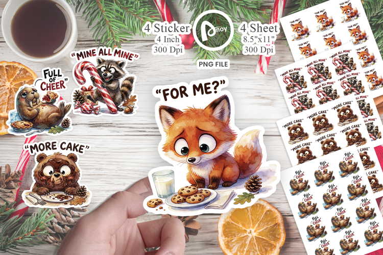Greedy Food-Motivated Holiday Sticker