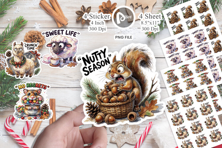 Greedy Food-Motivated Holiday Sticker example image 1