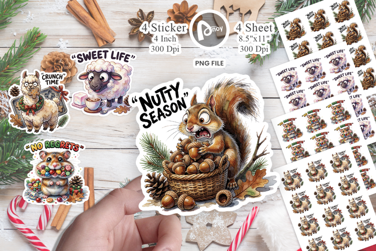 Greedy Food-Motivated Holiday Sticker