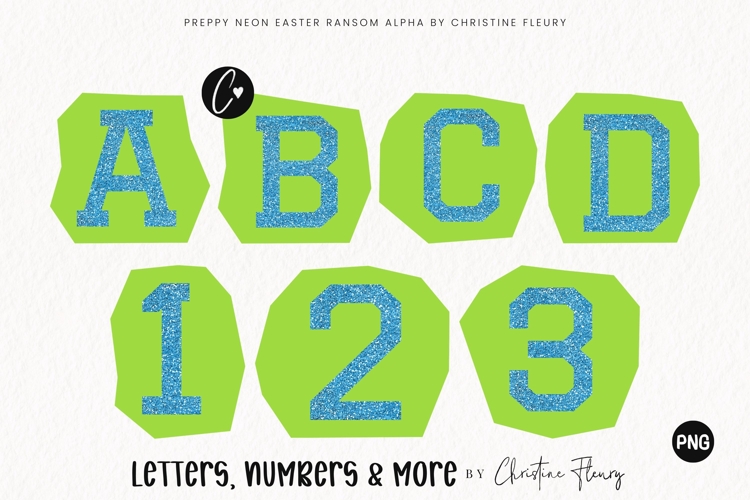 Glitter Neon Easter Ransom Alpha PNG Clipart