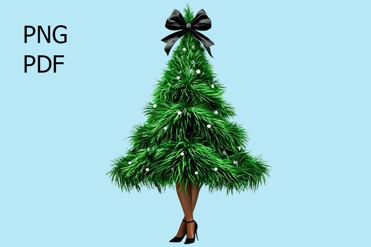 Green Christmas tree Supermodel on fashion runway Sublimate example image 1