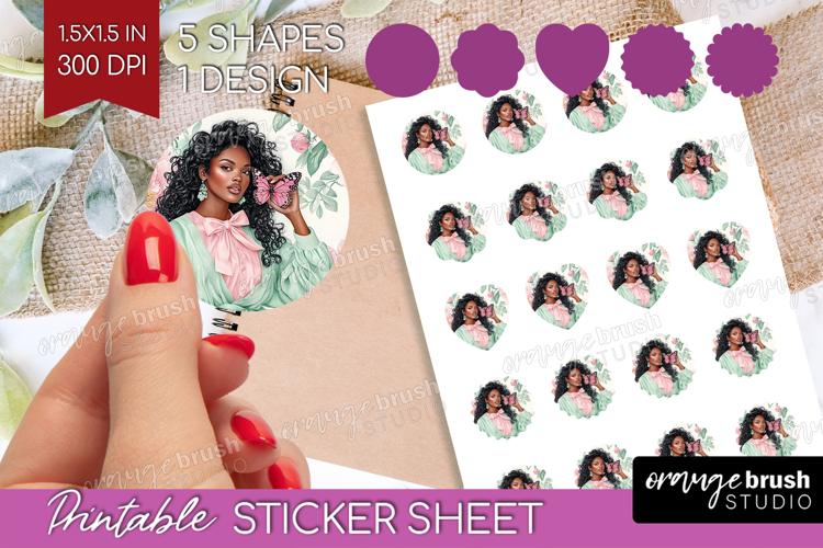 Cottagecore Round Sticker - Green Coquette Printable Sheet