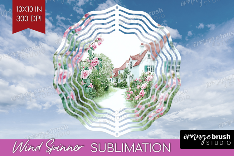 Cottagecore Wind Spinner Sublimation PNG - Green Coquette