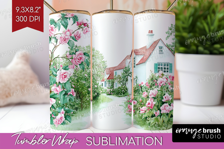 Cottagecore Tumbler Wrap - Green Coquette Tumbler PNG