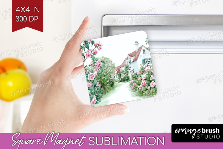 Cottagecore Magnet Sublimation - Green Coquette Square PNG