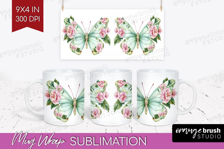 Cottagecore Mug Wrap - Green Coquette Mug PNG Sublimation