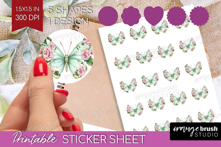 Cottagecore Round Sticker - Green Coquette Printable Sheet