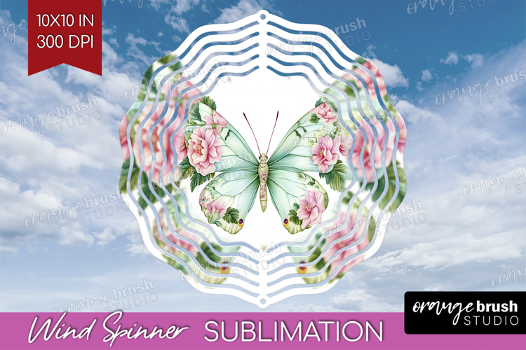 Cottagecore Wind Spinner Sublimation PNG - Green Coquette