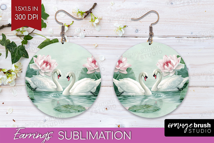 Cottagecore Round Earrings - Green Coquette PNG Sublimation