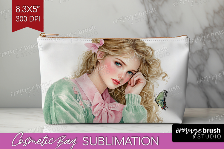 Cottagecore Cosmetic Bag - Green Coquette Makeup Bag PNG