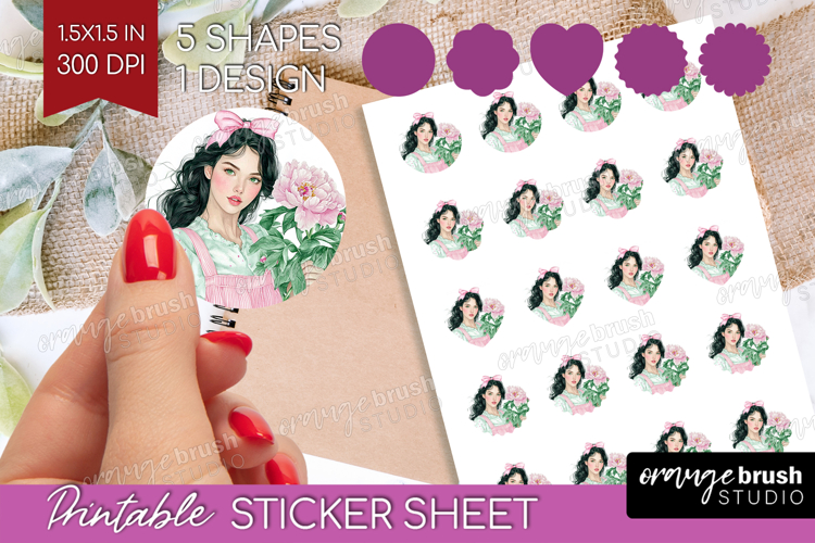 Cottagecore Round Sticker - Green Coquette Printable Sheet