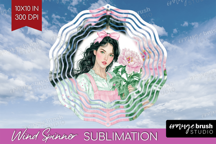 Cottagecore Wind Spinner Sublimation PNG - Green Coquette