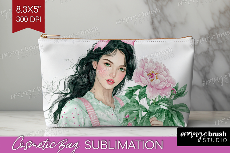 Cottagecore Cosmetic Bag - Green Coquette Makeup Bag PNG