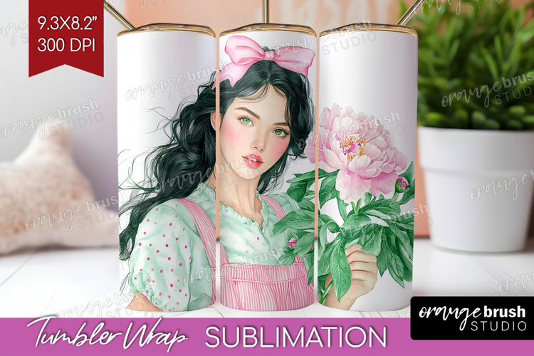 Cottagecore Tumbler Wrap - Green Coquette Tumbler PNG