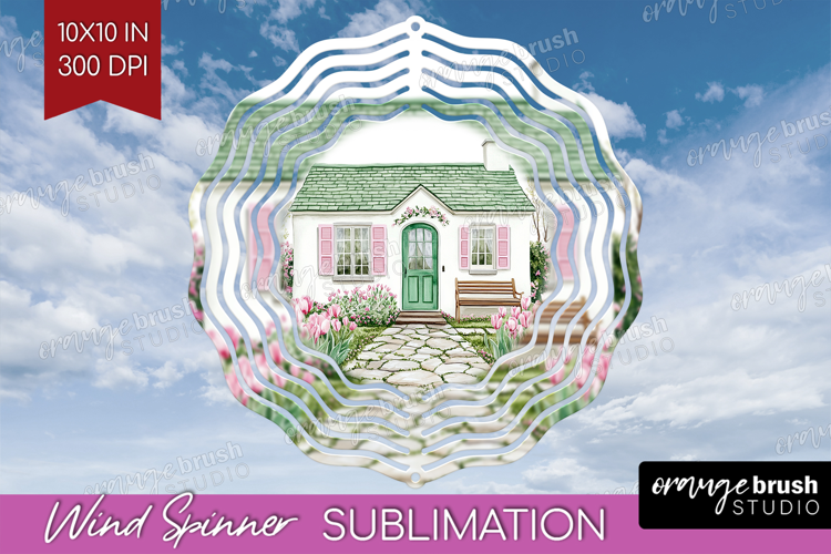 Cottagecore Wind Spinner Sublimation PNG - Green Coquette
