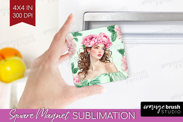 Cottagecore Magnet Sublimation - Green Coquette Square PNG