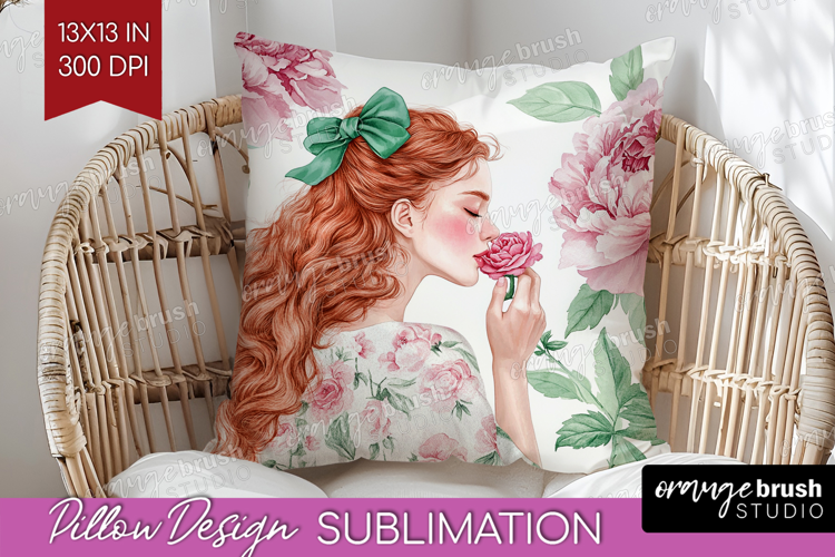 Cottagecore Pillow Sublimation - Green Coquette Pillow PNG
