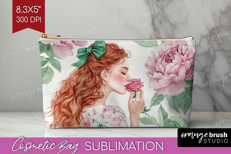Cottagecore Cosmetic Bag - Green Coquette Makeup Bag PNG