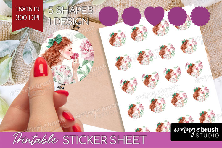 Cottagecore Round Sticker - Green Coquette Printable Sheet