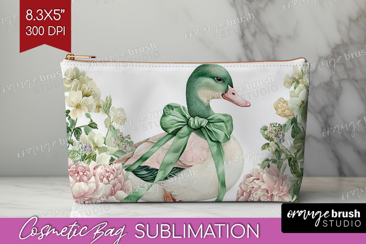 Cottagecore Cosmetic Bag - Green Coquette Makeup Bag PNG