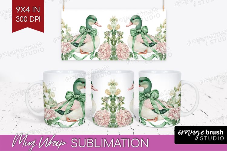 Cottagecore Mug Wrap - Green Coquette Mug PNG Sublimation