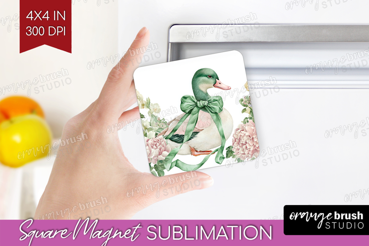 Cottagecore Magnet Sublimation - Green Coquette Square PNG