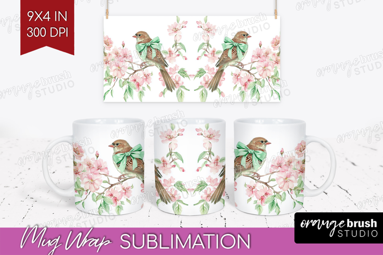 Cottagecore Mug Wrap - Green Coquette Mug PNG Sublimation