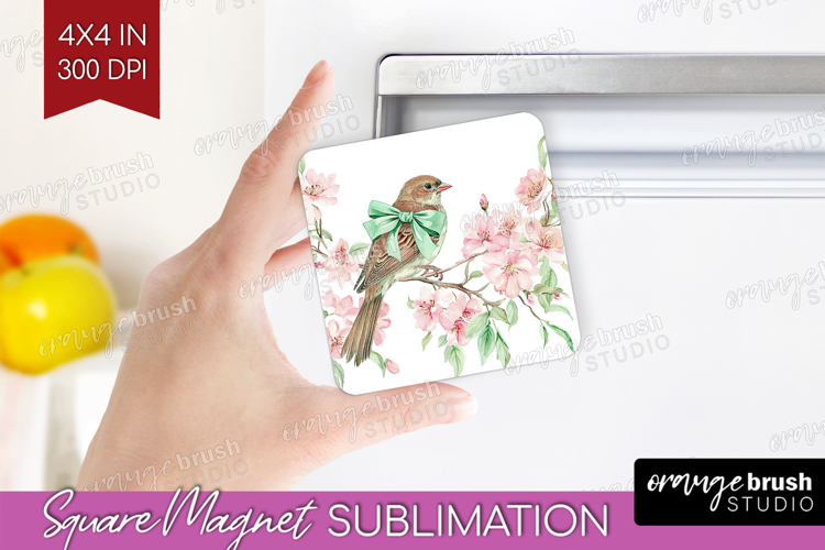 Cottagecore Magnet Sublimation - Green Coquette Square PNG