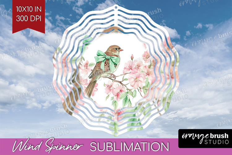 Cottagecore Wind Spinner Sublimation PNG - Green Coquette
