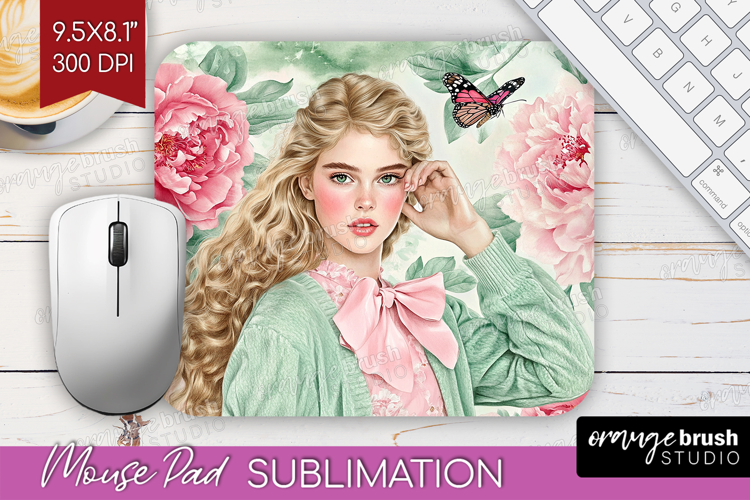 Cottagecore Mouse Pad Sublimation - Green Coquette Mousepad
