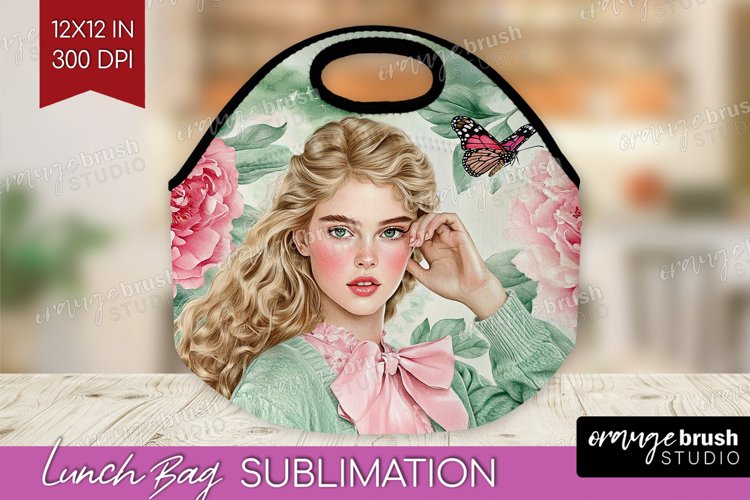 Cottagecore Lunch Bag - Green Coquette Lunch Bug PNG