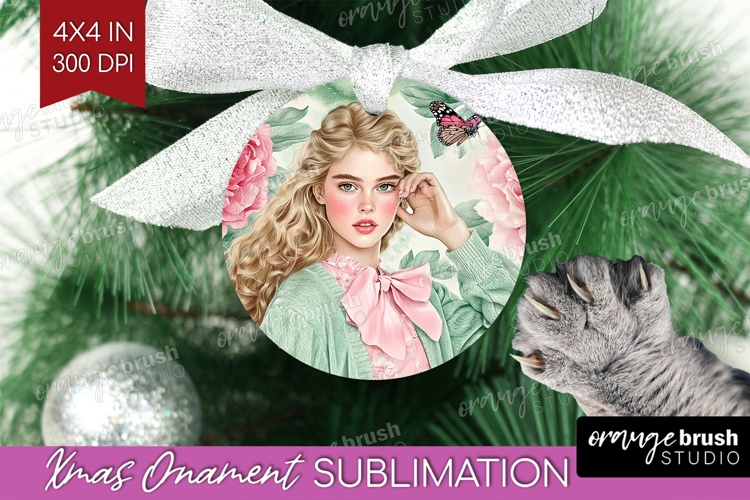 Cottagecore Ornament PNG - Green Coquette PNG Sublimation