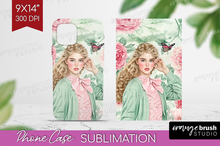 Cottagecore Phone Case PNG - Green Coquette Case PNG