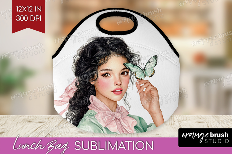 Cottagecore Lunch Bag - Green Coquette Lunch Bug PNG