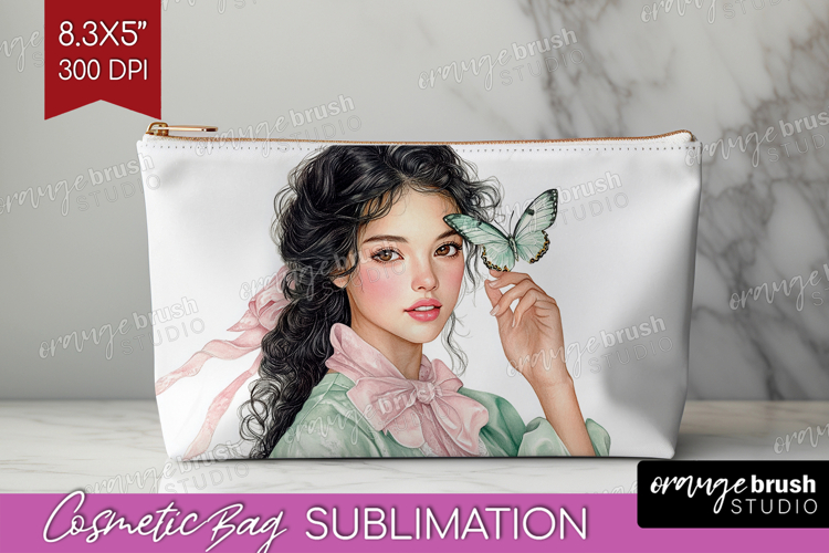 Cottagecore Cosmetic Bag - Green Coquette Makeup Bag PNG