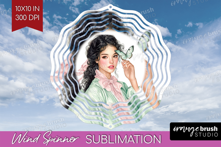 Cottagecore Wind Spinner Sublimation PNG - Green Coquette