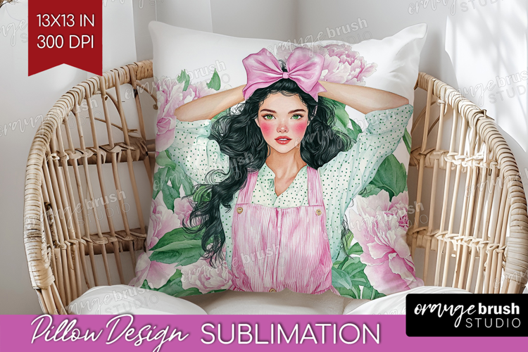 Cottagecore Pillow Sublimation - Green Coquette Pillow PNG