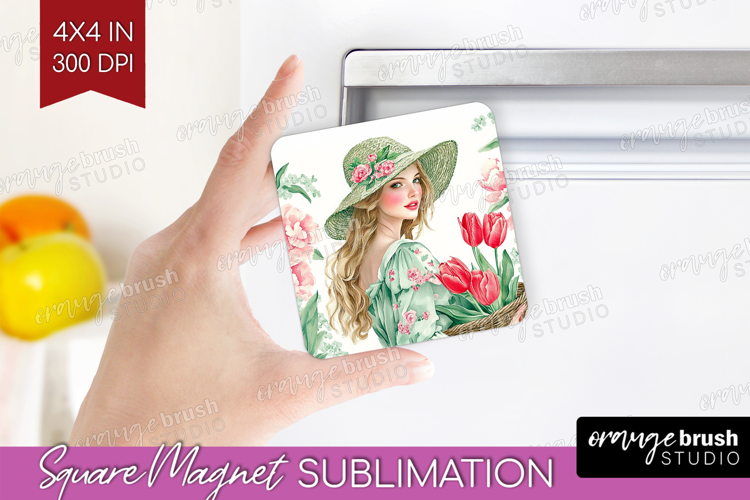 Cottagecore Magnet Sublimation - Green Coquette Square PNG