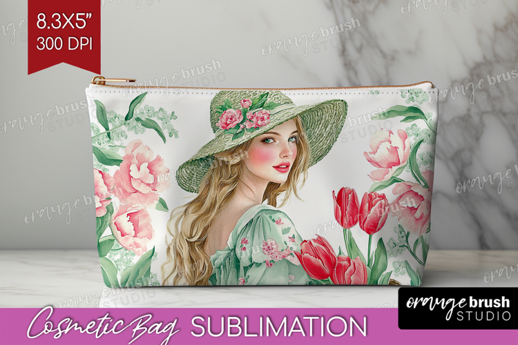 Cottagecore Cosmetic Bag - Green Coquette Makeup Bag PNG