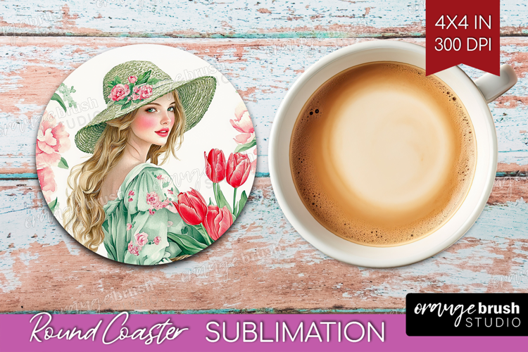 Cottagecore Round Coaster - Green Coquette Coaster PNG