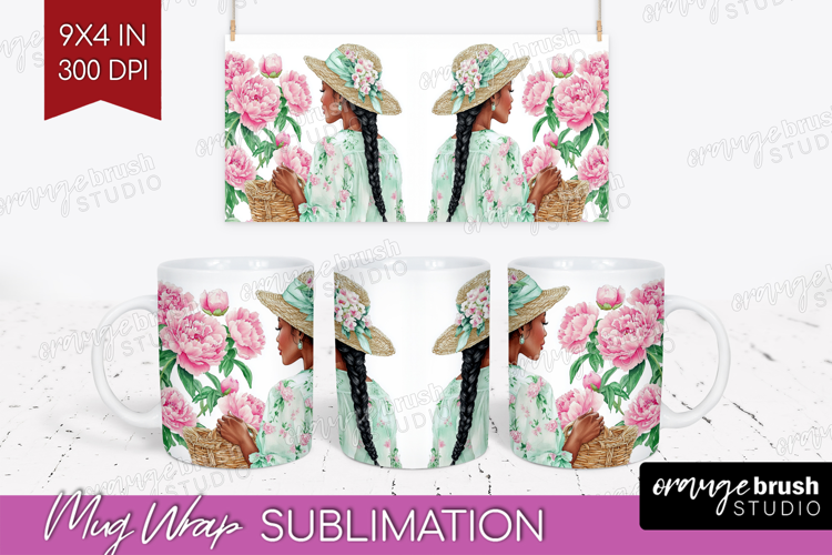 Cottagecore Mug Wrap - Green Coquette Mug PNG Sublimation