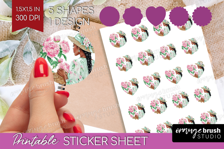 Cottagecore Round Sticker - Green Coquette Printable Sheet