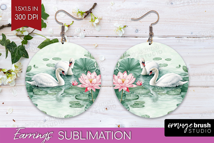 Cottagecore Round Earrings - Green Coquette PNG Sublimation