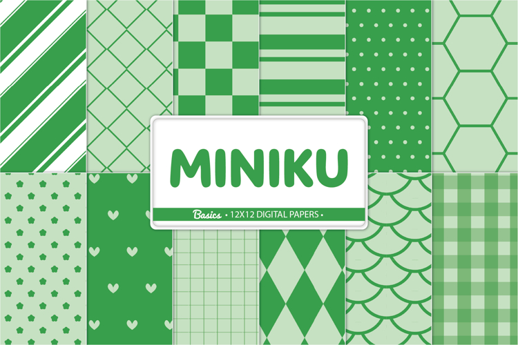 Green Digital Paper Pack, Cute Green Scrapbook Pattern 12x12