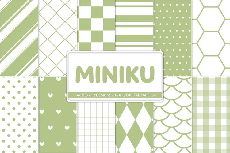Green Digital Paper Pack, Basic Patterns 12x12