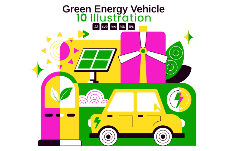 10 Green Energy Vehicle Illustration