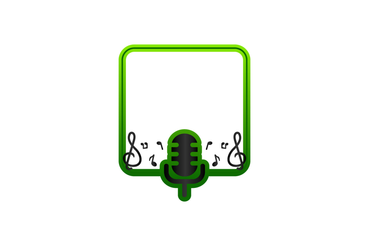 Green gradient frame with microphone icon design